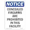 Signmission OSHA Notice Sign, 18" Height, NOTICE Concealed Firearms Are Prohibited Sign, Portrait OS-NS-D-1218-V-15359 - alternate 1